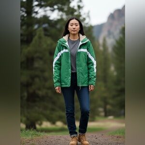 Columbia Vibrant Green and White Outdoor Jacket